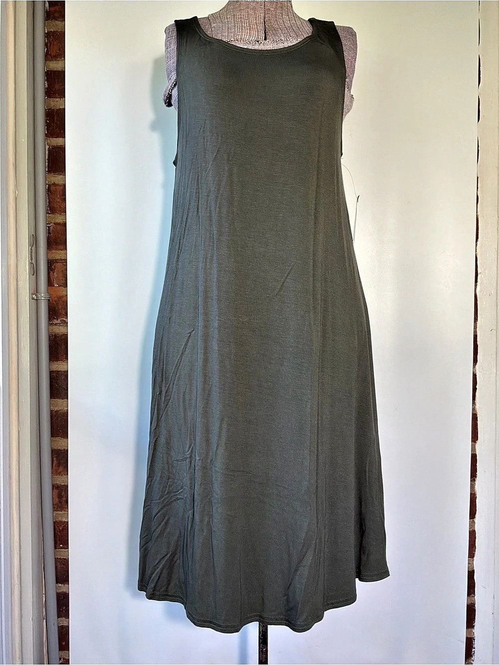 Gap Luxe Green Sleeveless Scoop Neck Maxi Tank Dress Size Medium NWT
